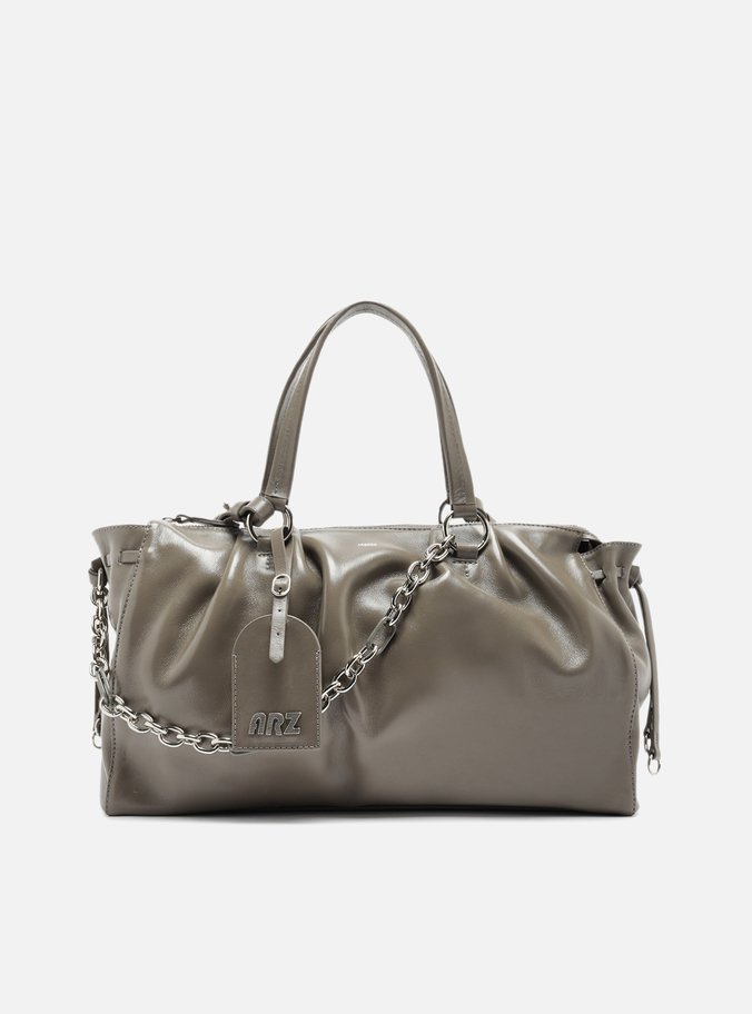 Bolsa Tote Couro Cinza Grande