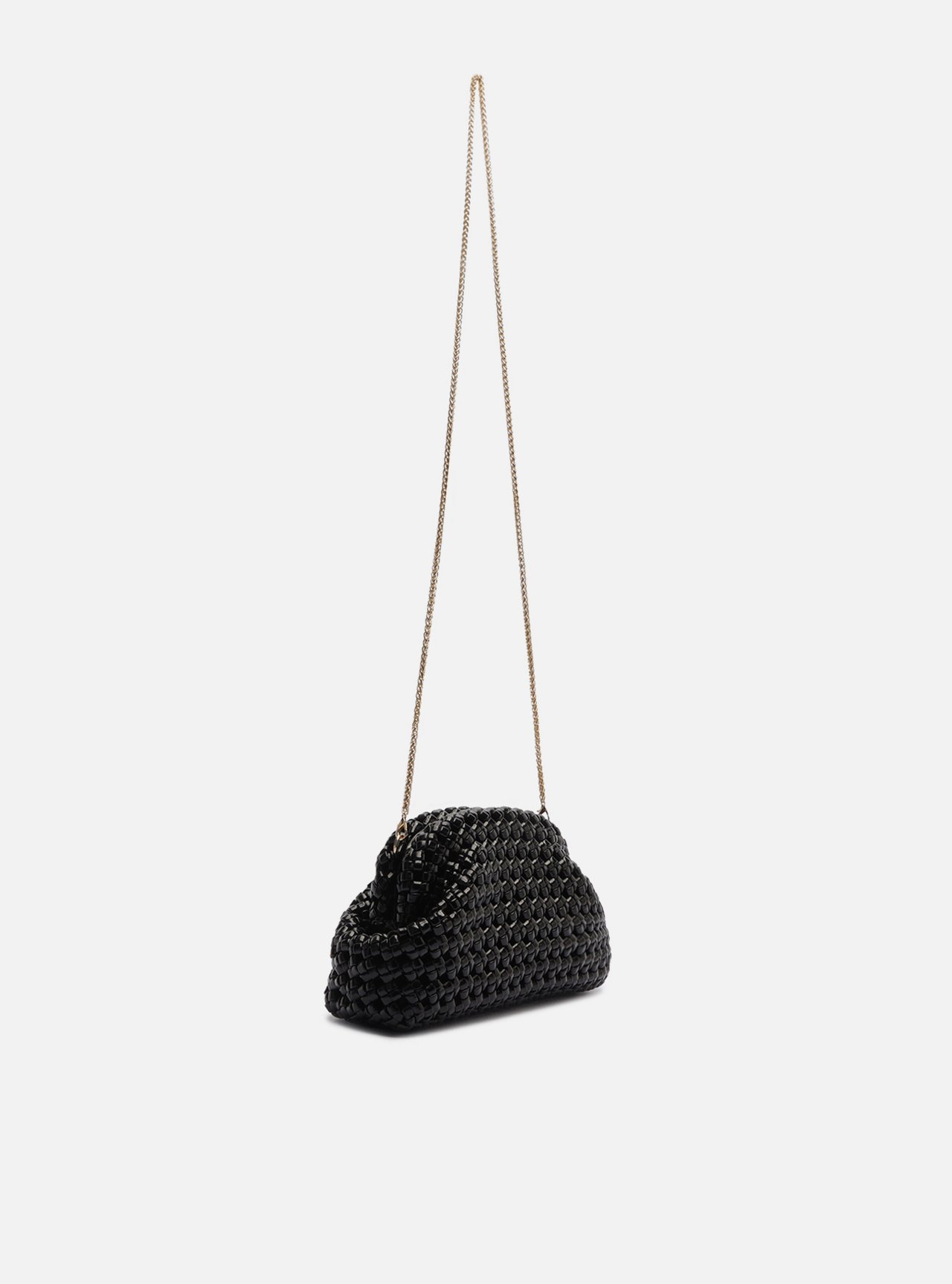 Bolsa Tiracolo Preta Tressê Média Corrente — foto 5