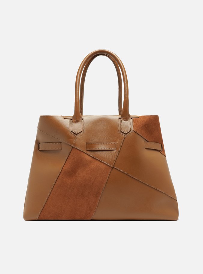 Bolsa Shopping Marrom Couro Grande Fivela