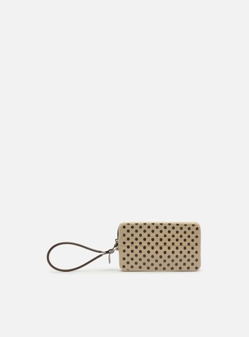 Arezzo — Clutch Média Off White Poá Alça Malu