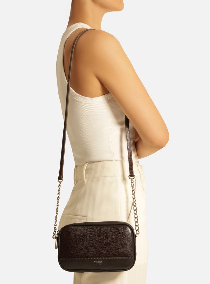 Bolsa Tiracolo Marrom Pequena Corrente Basic