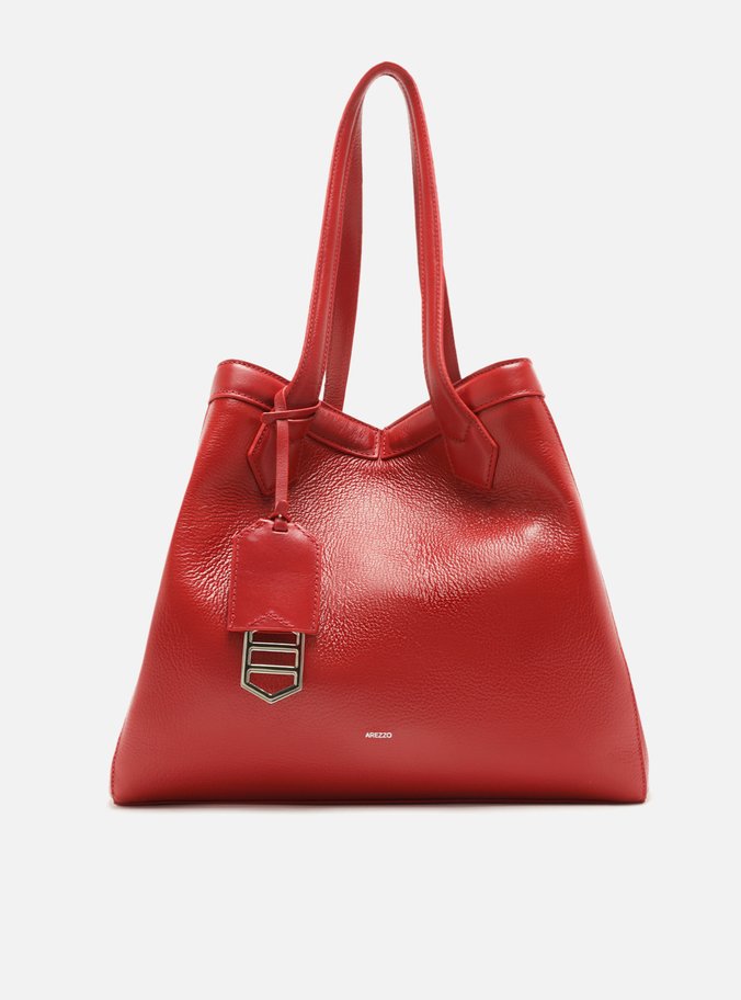 Bolsa Shopping Vermelha Couro Grande Bag Charm
