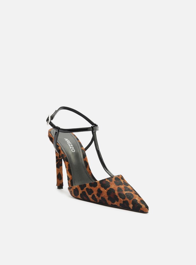 Scarpin Animal Print Salto Alto Aberto Tiras