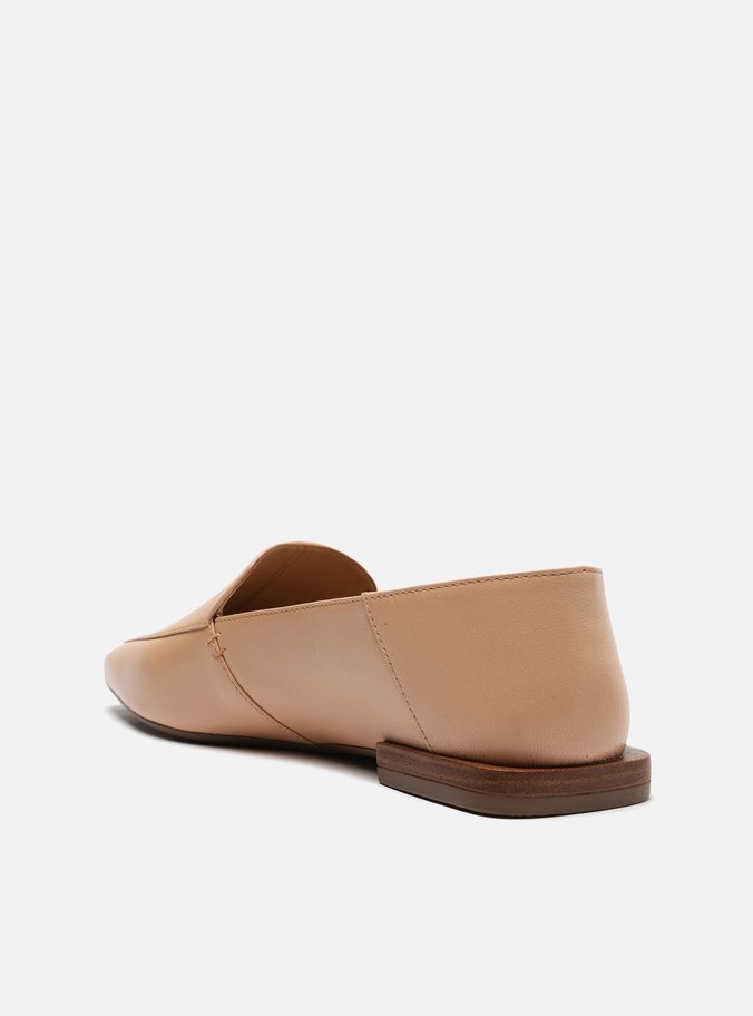 Mocassim Nude Salto Baixo Geométrico