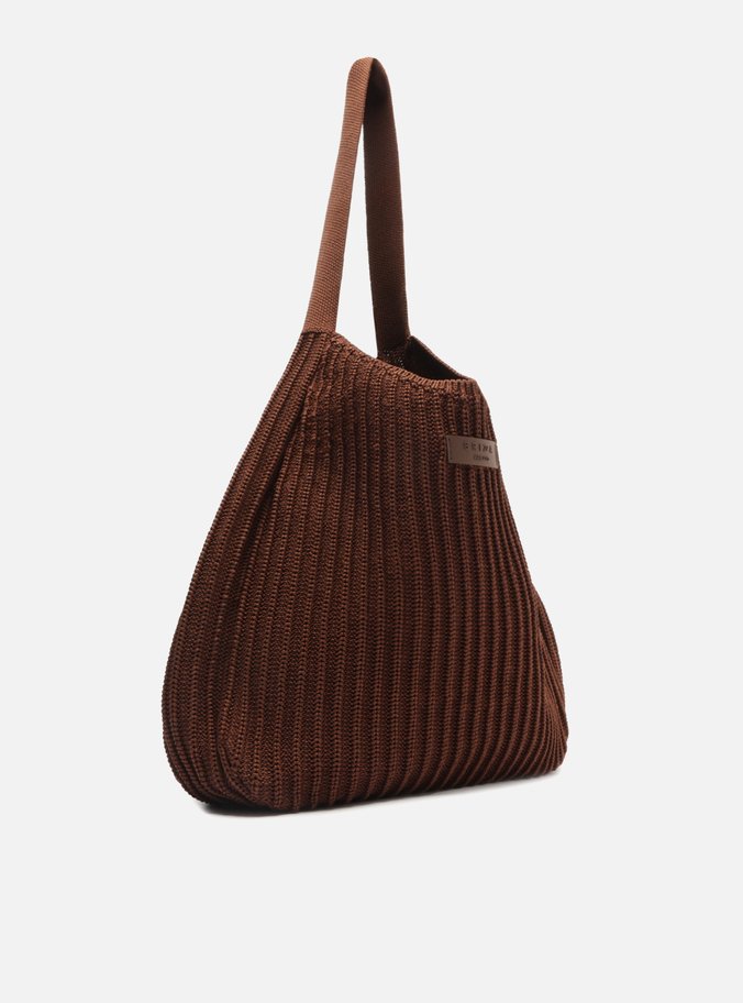Bolsa Shopping Crochê Marrom Grande Brizza