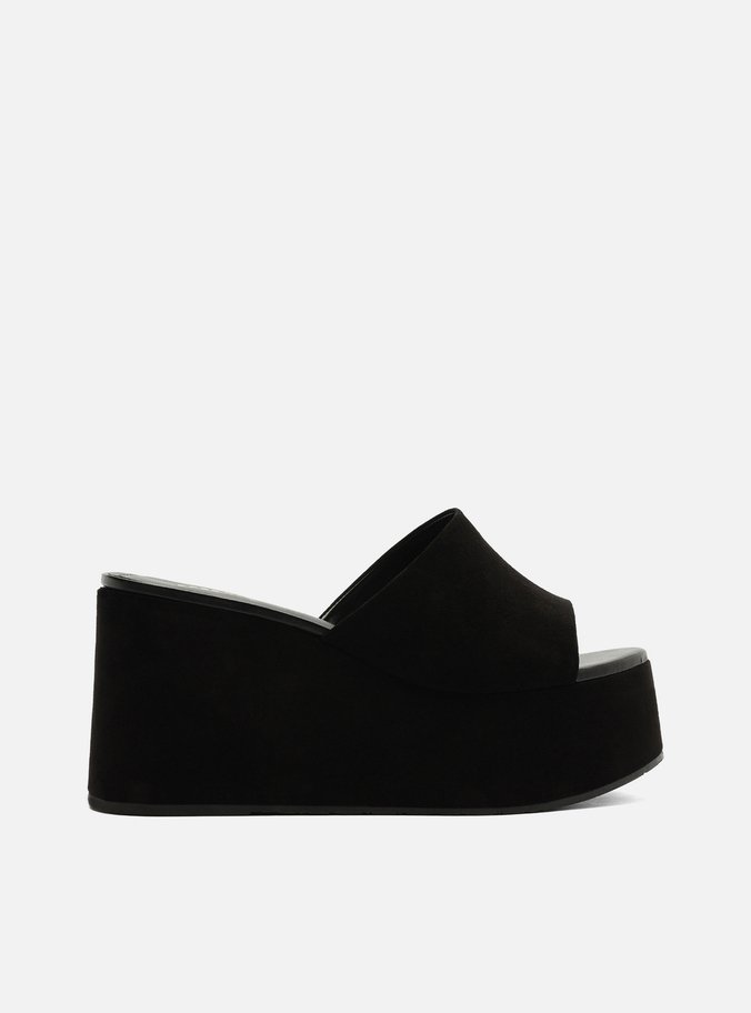 Tamanco Preto Camurça Plataforma Tira TIG