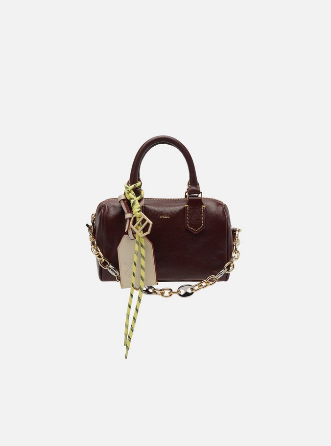 Bolsa Bowling Vermelha Couro Pequena Corrente Bag Charm Priscilla