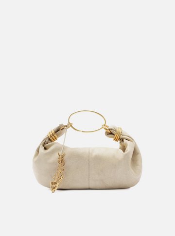Bolsa Tiracolo Branca Couro Média Metais