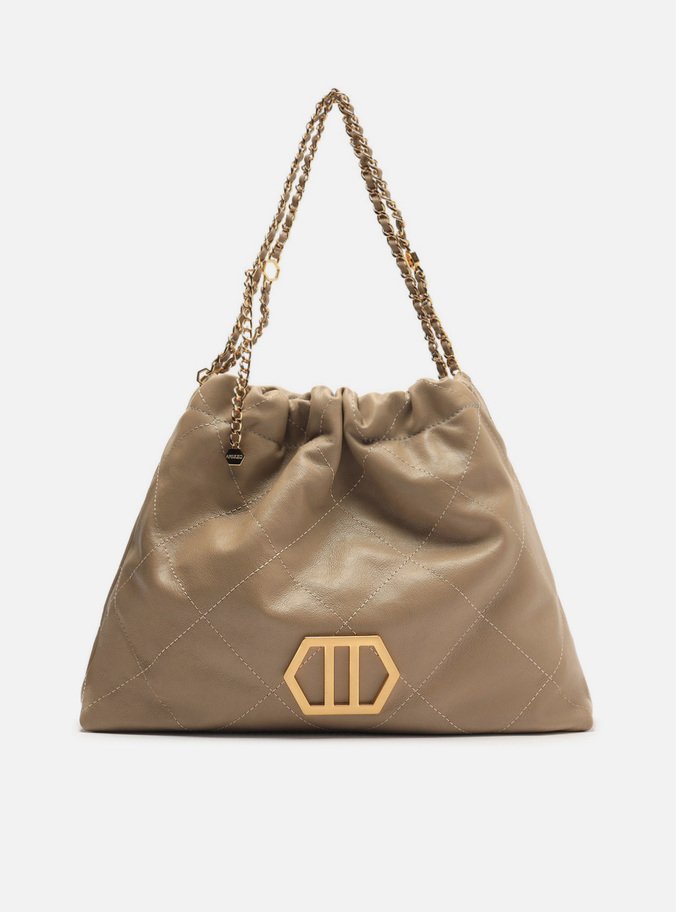 Bolsa Hobo Cinza Couro Esther Grande