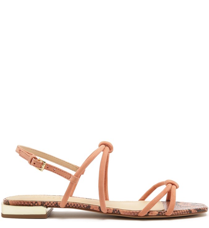 Rasteira Nobuck Tiras Nozinhos Snake New Salmon