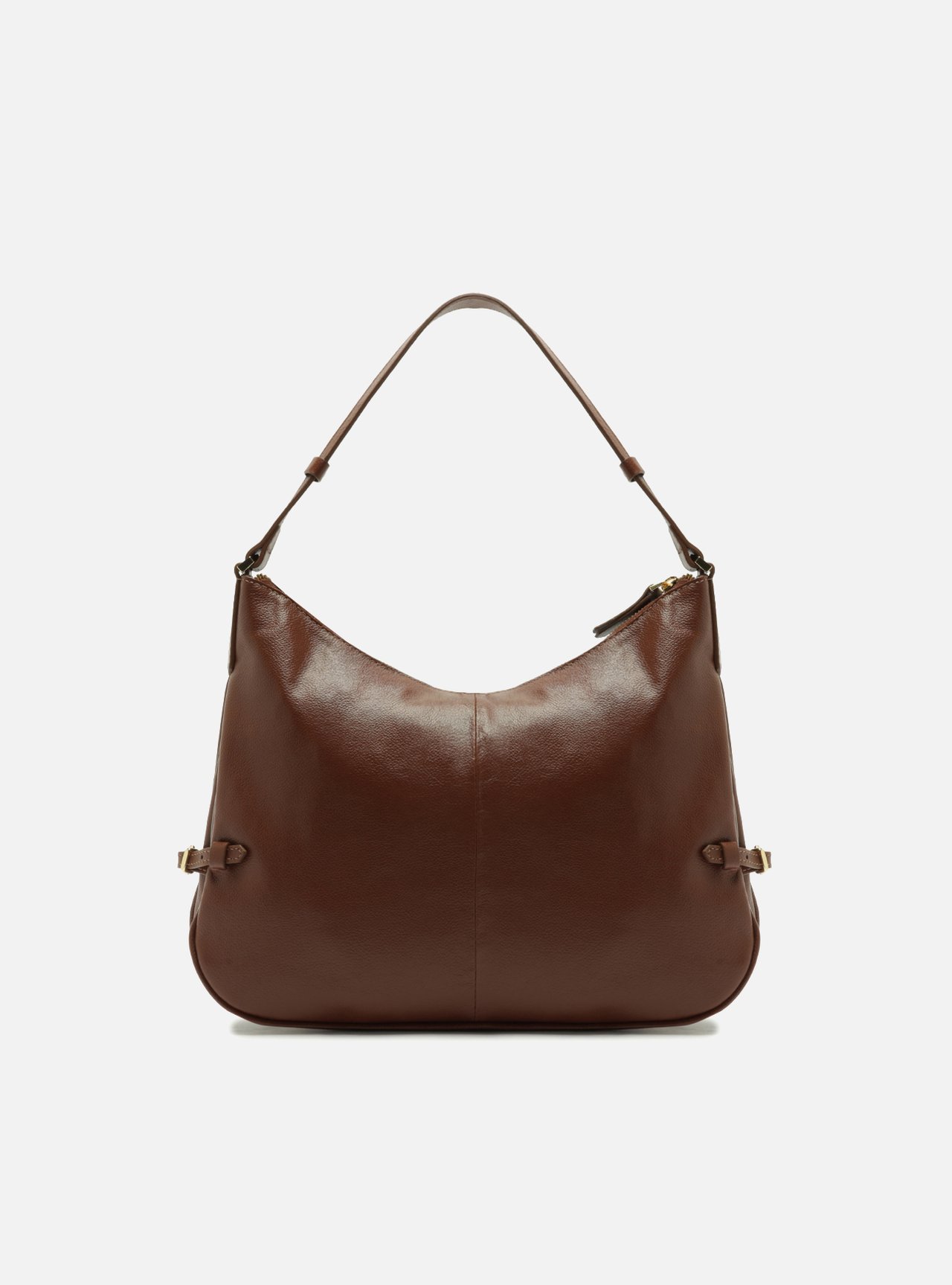 Bolsa Hobo Marrom Couro Média — foto 3