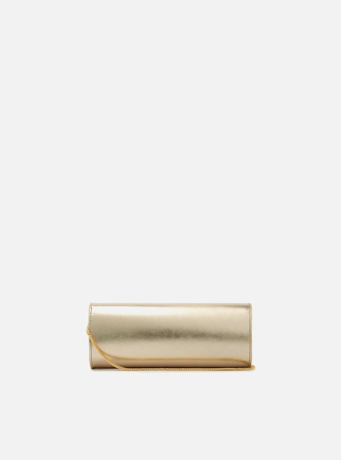 Bolsa Tiracolo Dourada Couro Pequena Alongada
