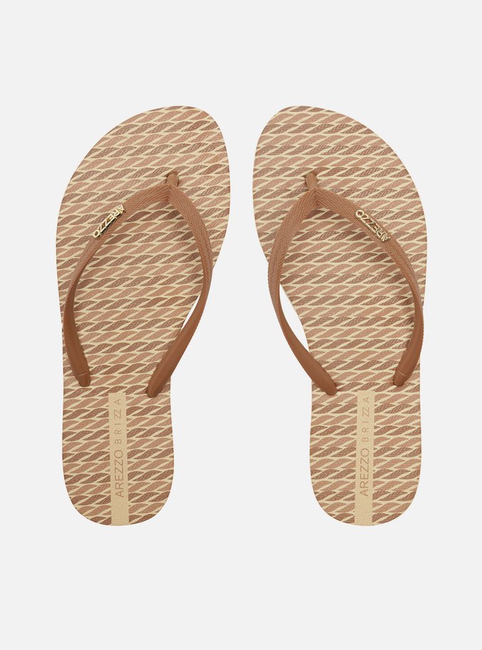 Chinelo de Dedo Marrom Flatform Estampado Brizza