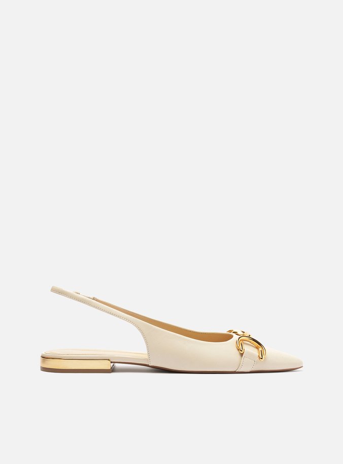 Sapatilha Branca Bico Fino Slingback Metal