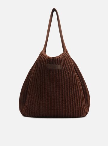 Bolsa Shopping Crochê Marrom Grande Brizza