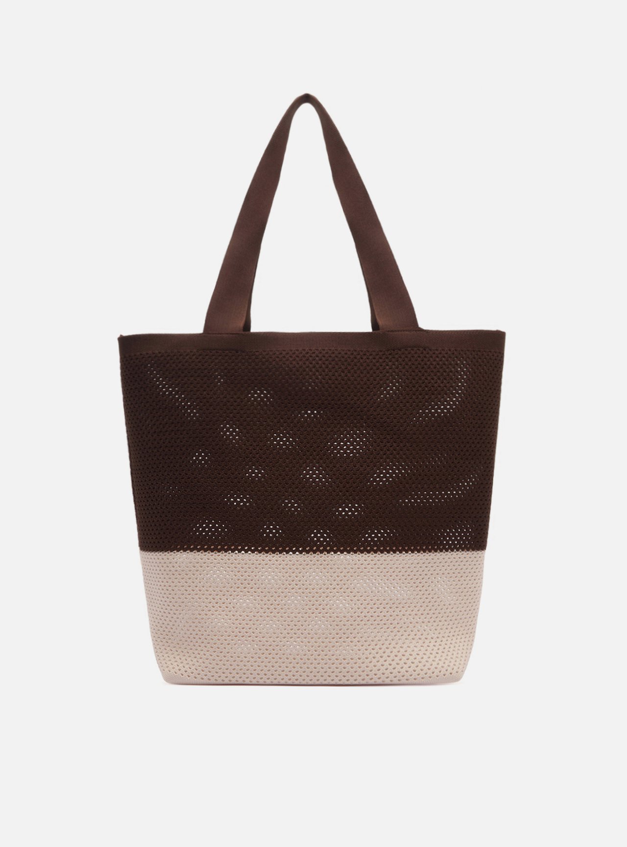 Bolsa Shopping Marrom Duo Crochê Média Brizza — foto 3
