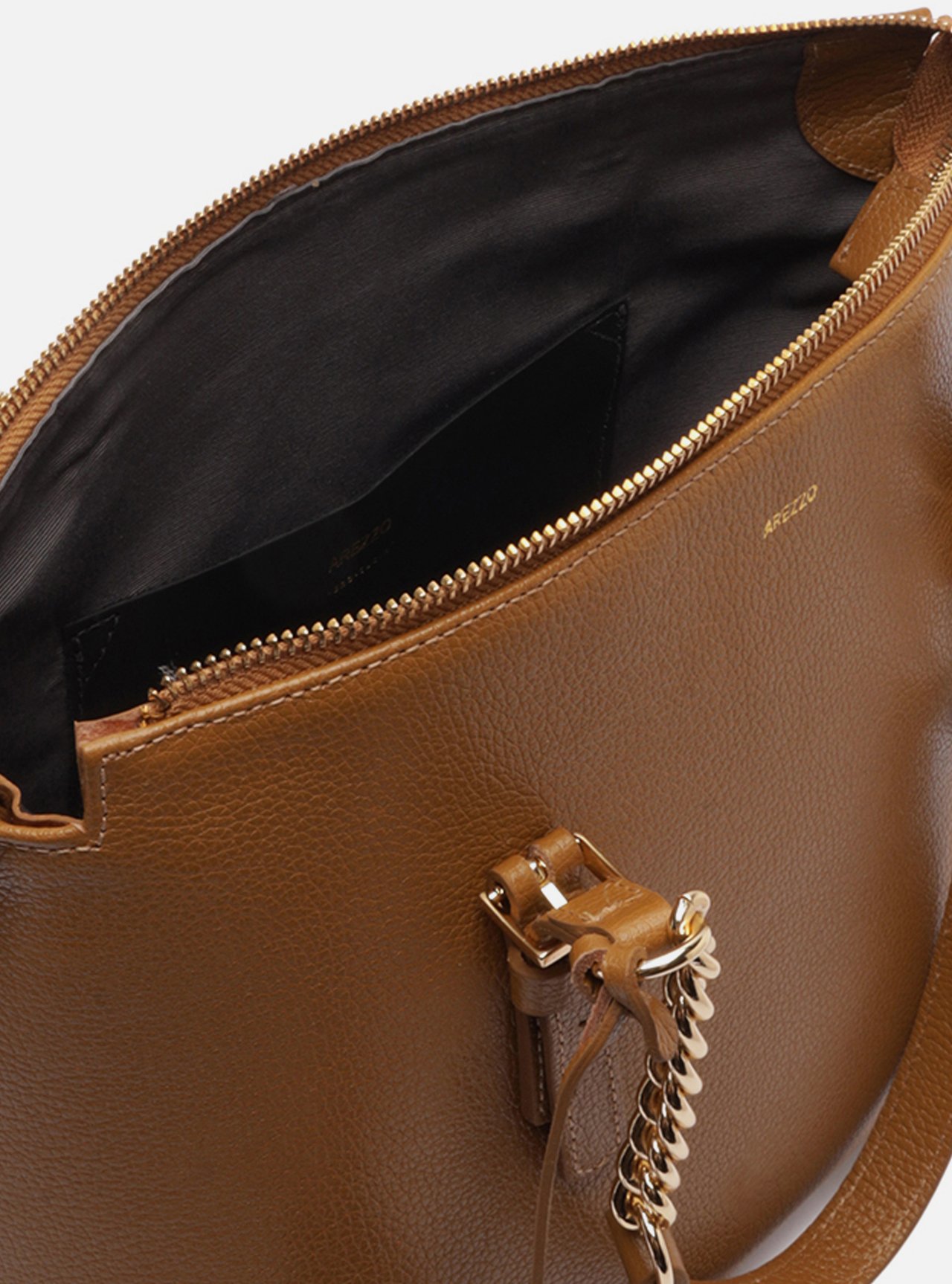 Bolsa Tote Marrom Couro Grande Alça Corrente — foto 4