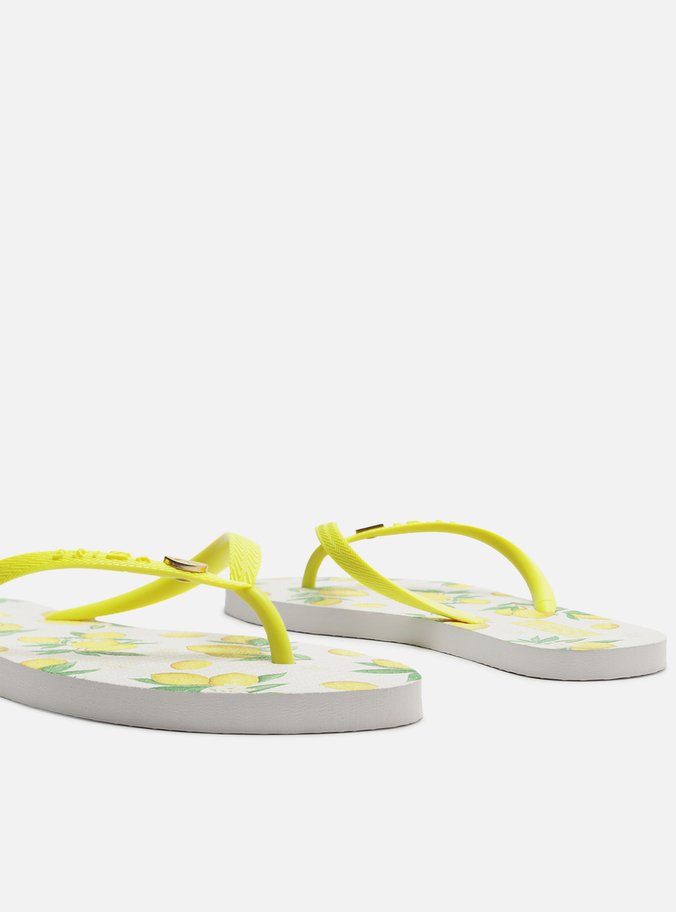 Chinelo de Dedo Amarelo Estampado Limão
