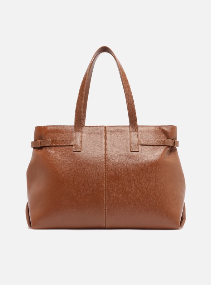Bolsa Shopping Marrom Couro Grande Fivelas