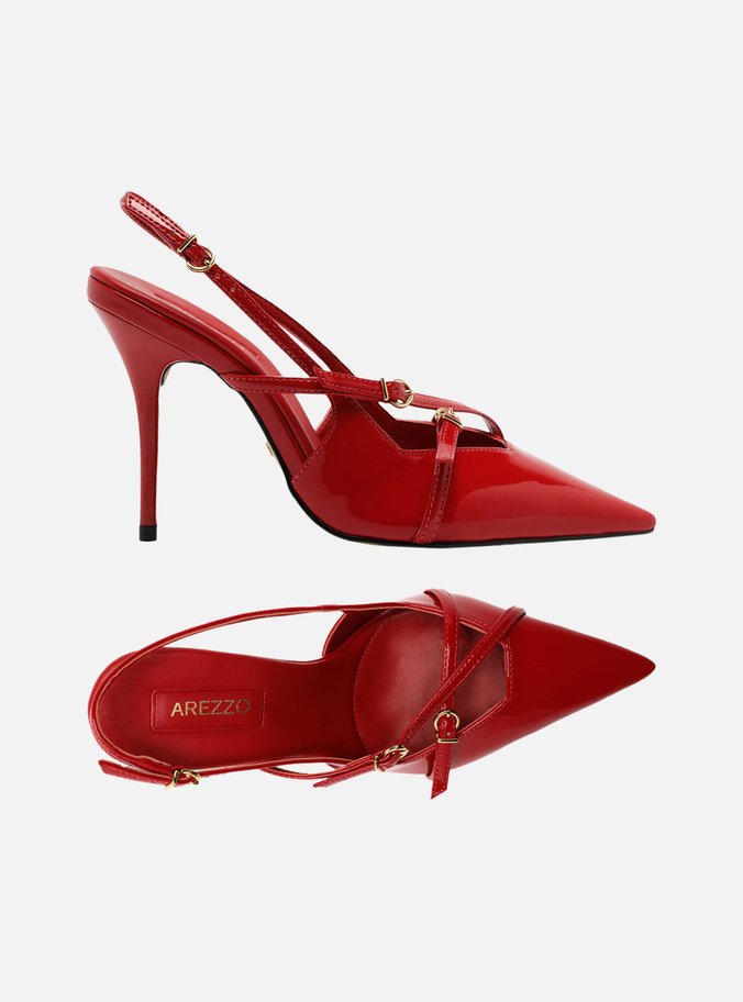 Scarpin Vermelho Verniz Salto Alto Slingback Amélia