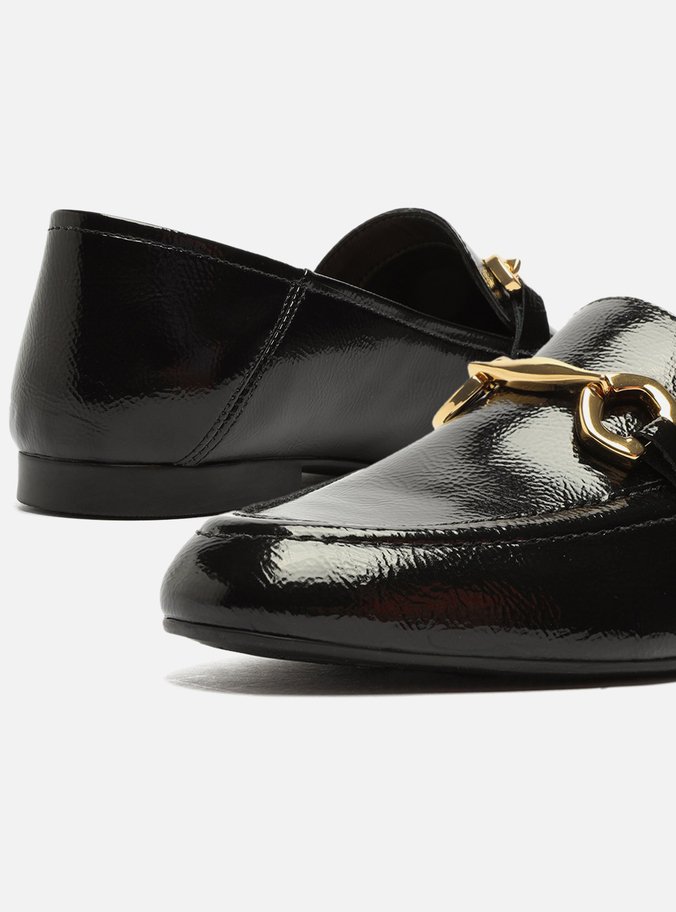Mocassim Preto Verniz Bico Redondo Bridão Luma Luma