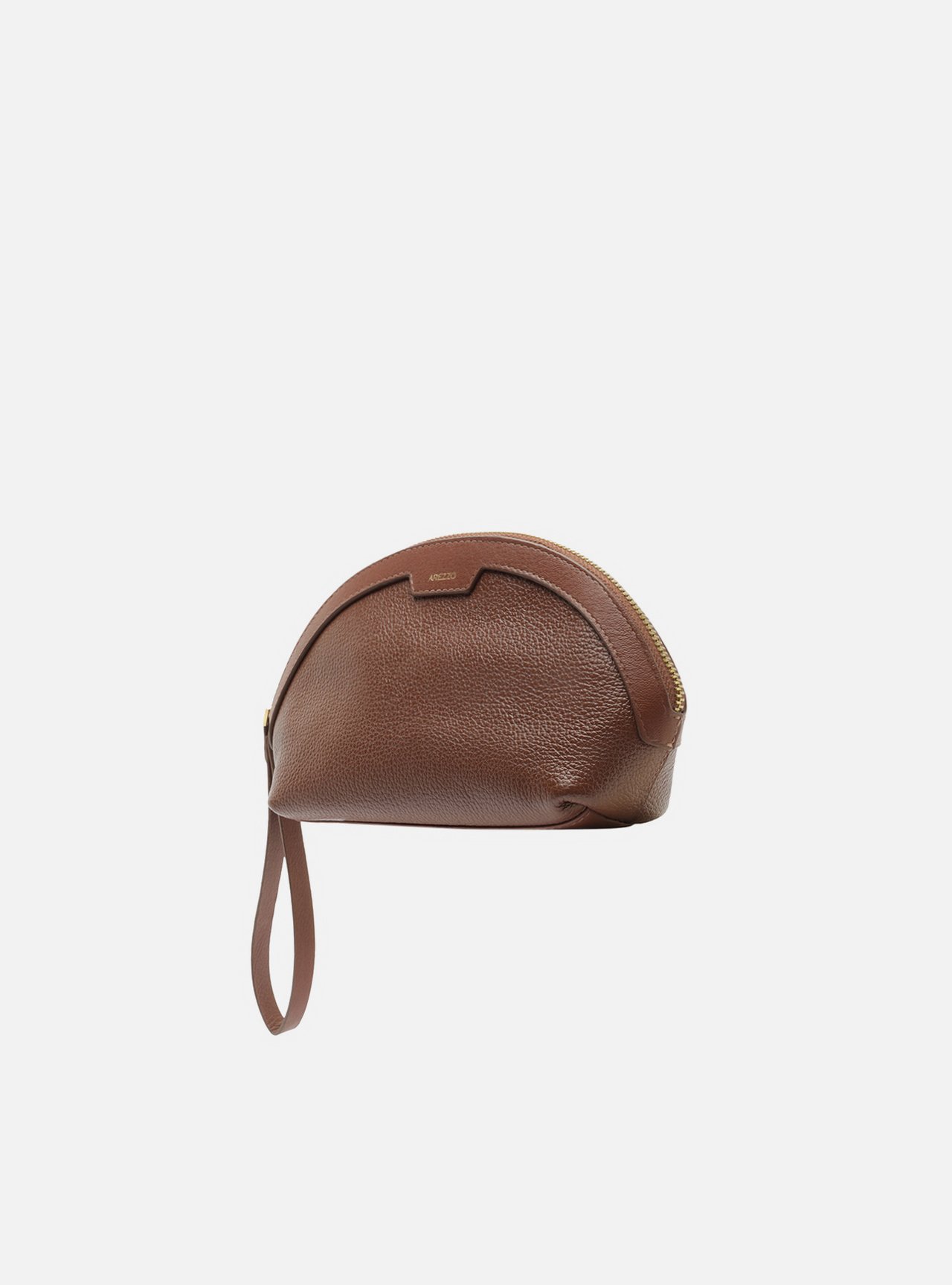 Necessaire Marrom Couro Granulada Metais Dourados — foto 2