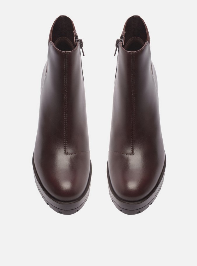 Bota Marrom Couro Cano Curto Sola Tratorada