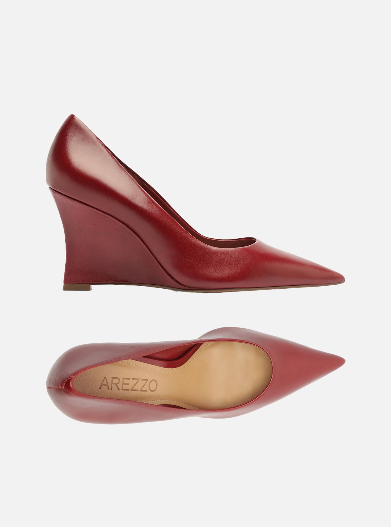Scarpin Vermelho Couro Salto Anabela Bico Fino — foto 5
