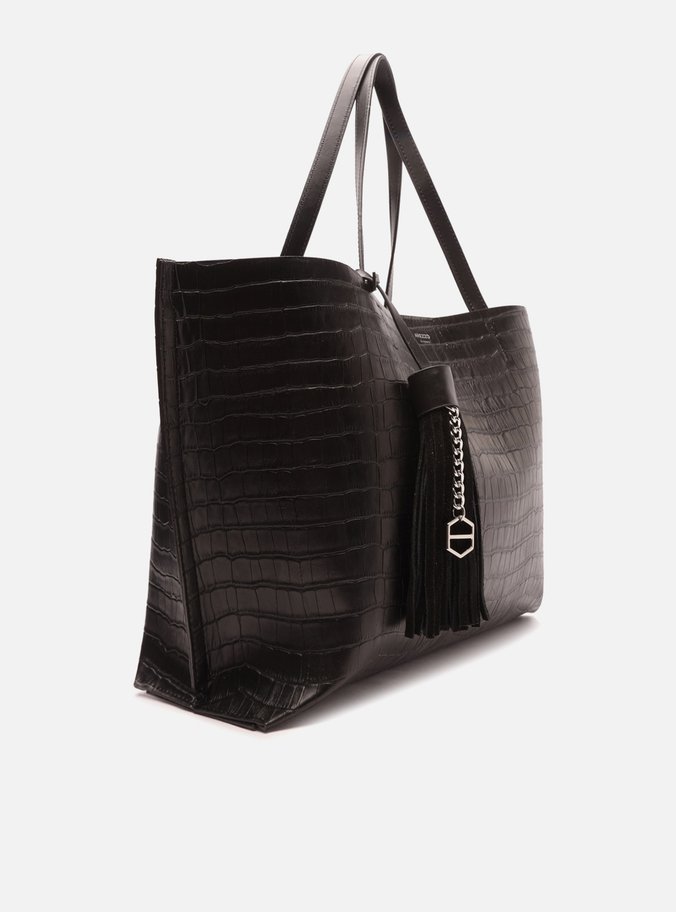 Bolsa Shopping Preta Croco Grande Barbicacho