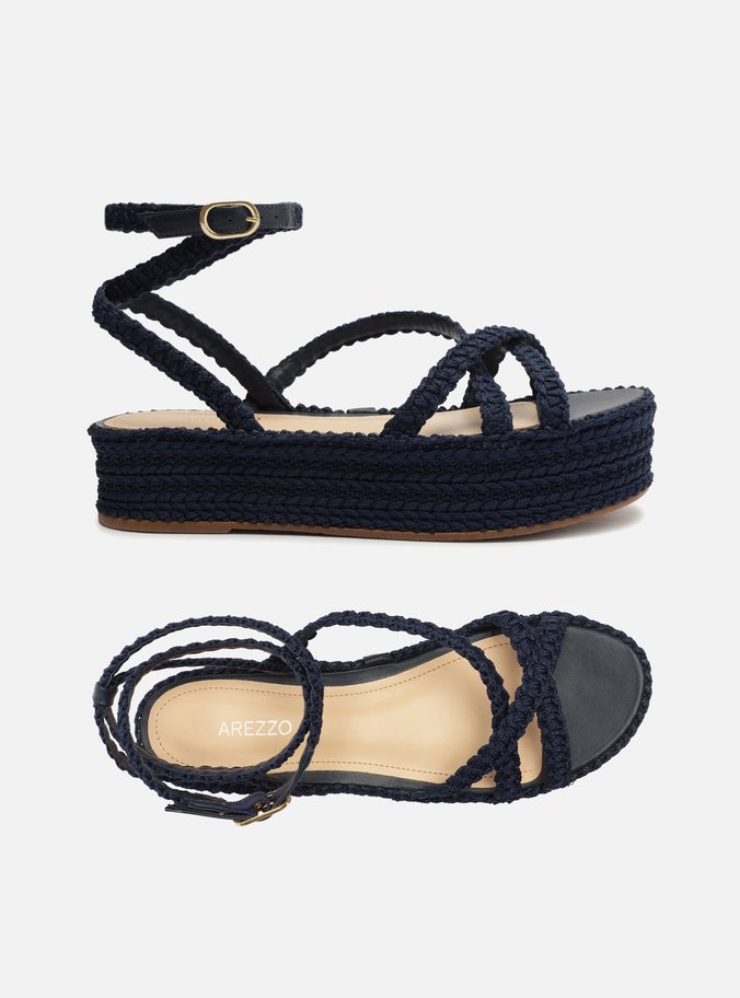 Sandália Marinho Flatform Tramada Tiras