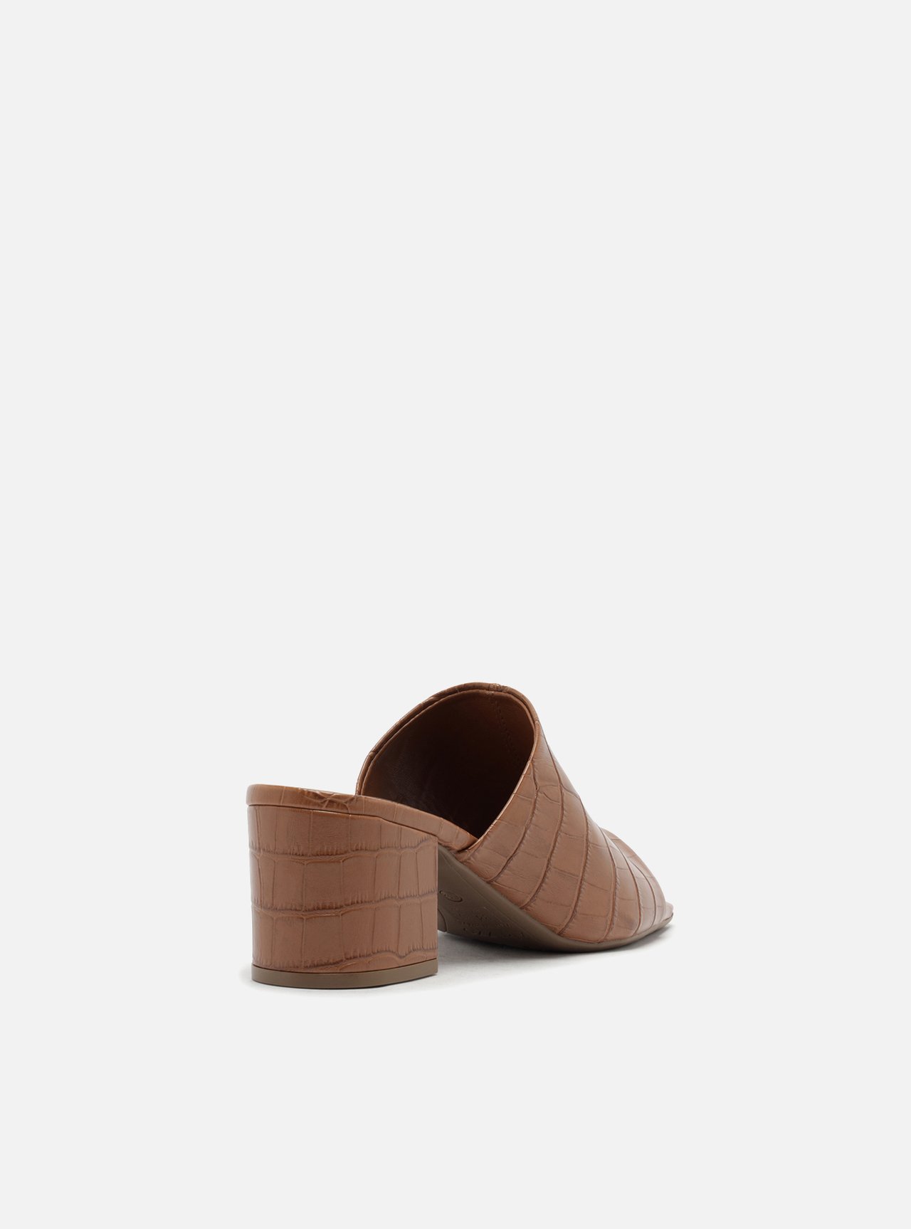 Sandália Caramelo Salto Bloco Croco Mule — foto 3