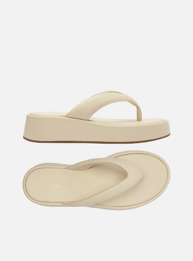 Sandália Off-White Tiras Salto Médio