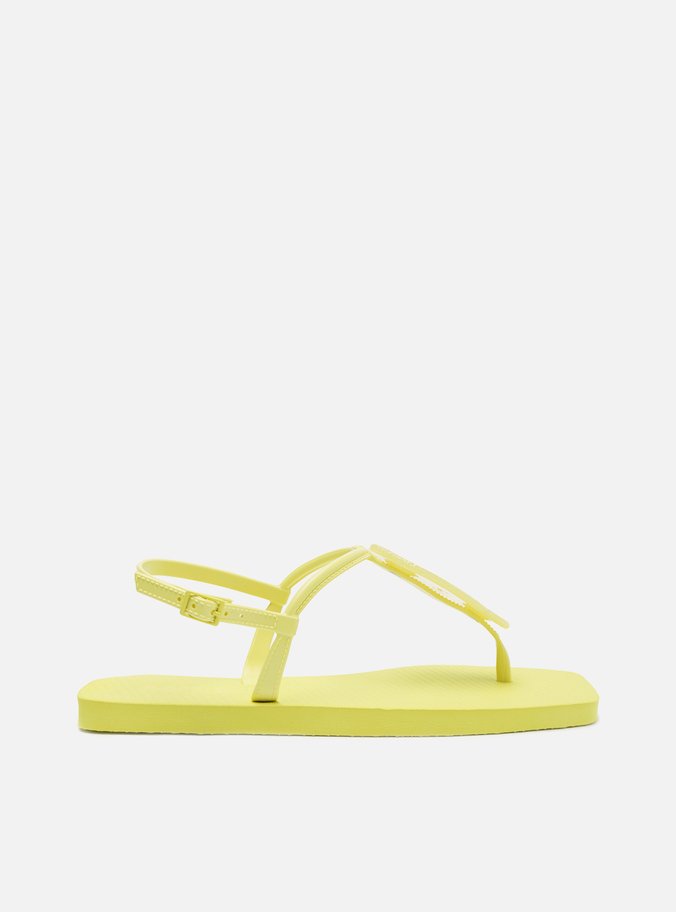 Sandália Rasteira Amarela Slim Square Quartzo