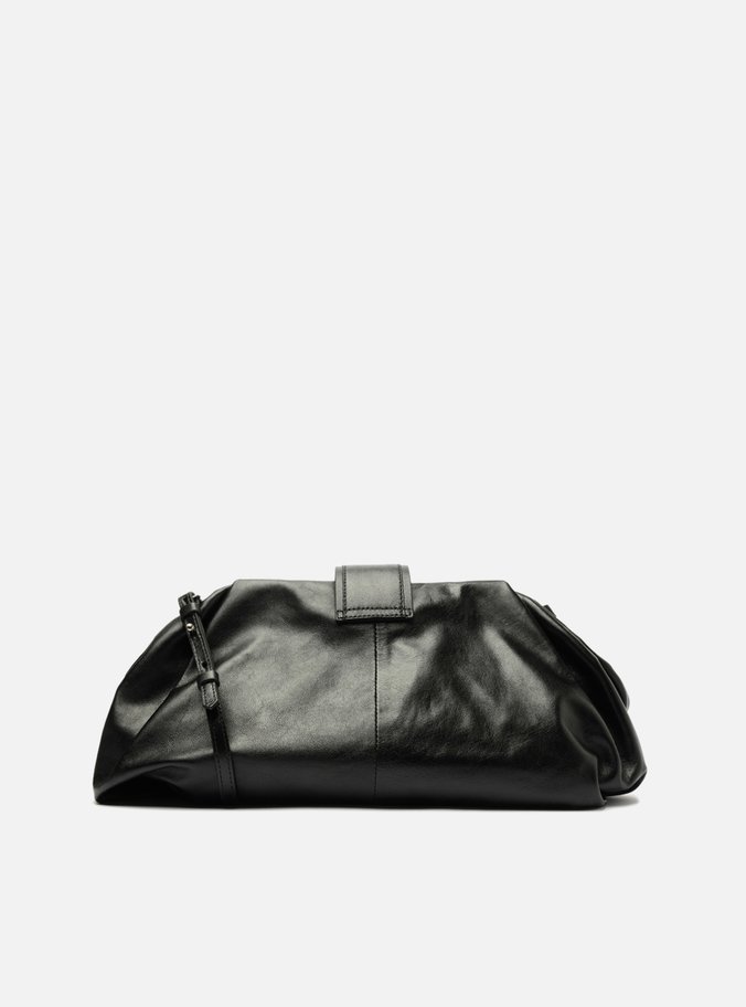 Bolsa Tiracolo Preta Couro Grande Livia