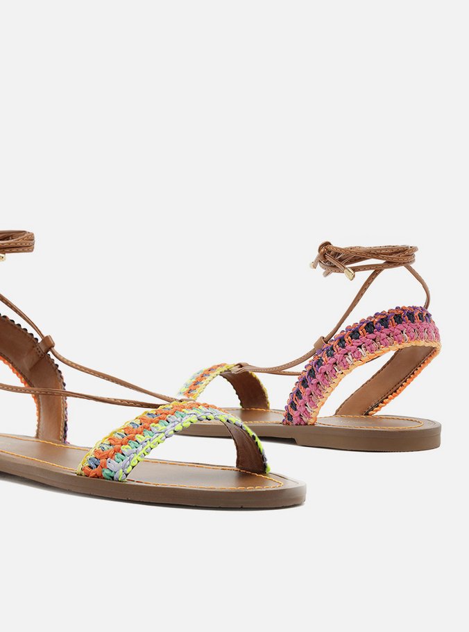 Sandália Crochê Multicolorida Amarração