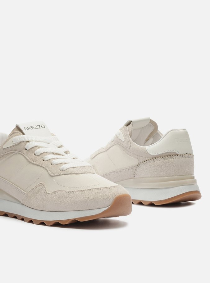 Tênis Bege Camurça Nylon Esportivo
