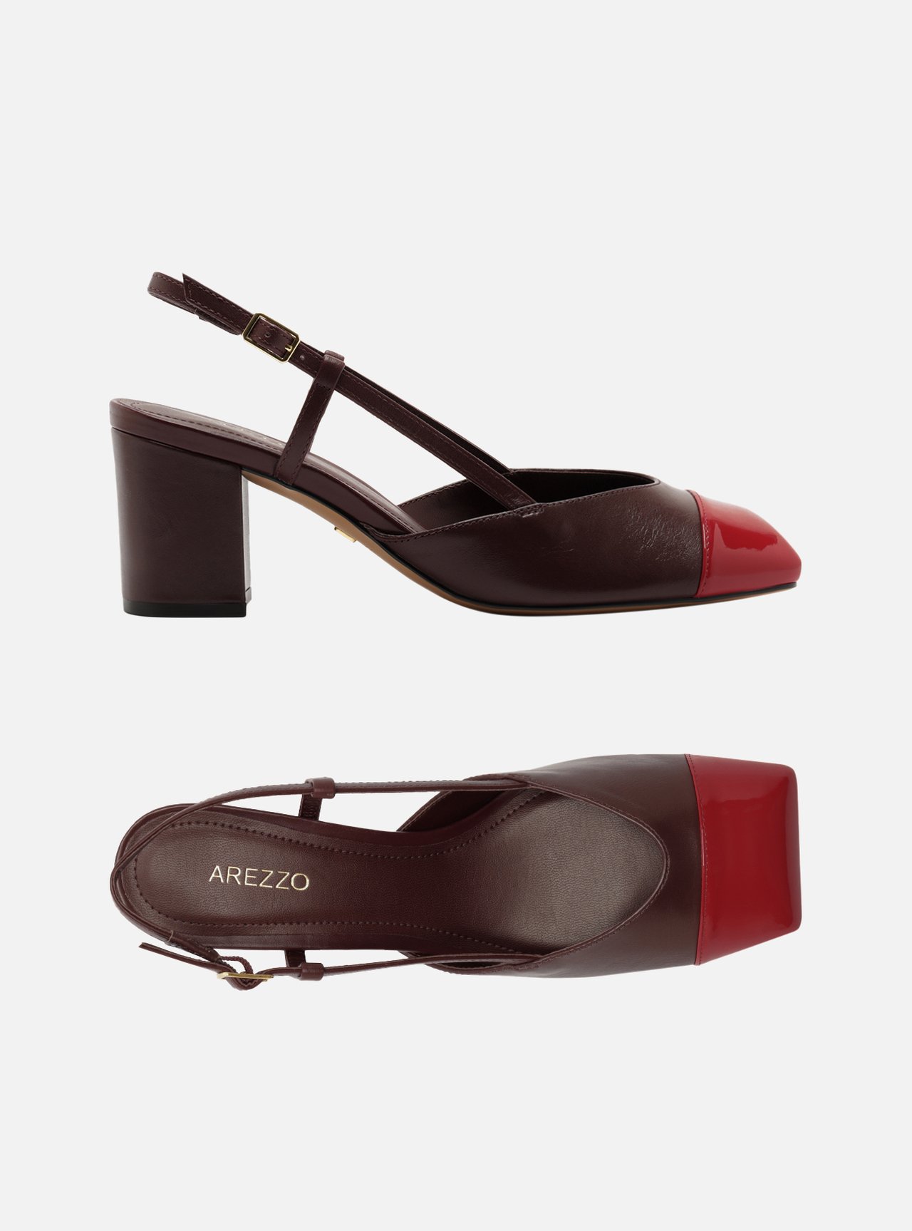 Scarpin Marrom Verniz Salto Bloco Slingback — foto 5