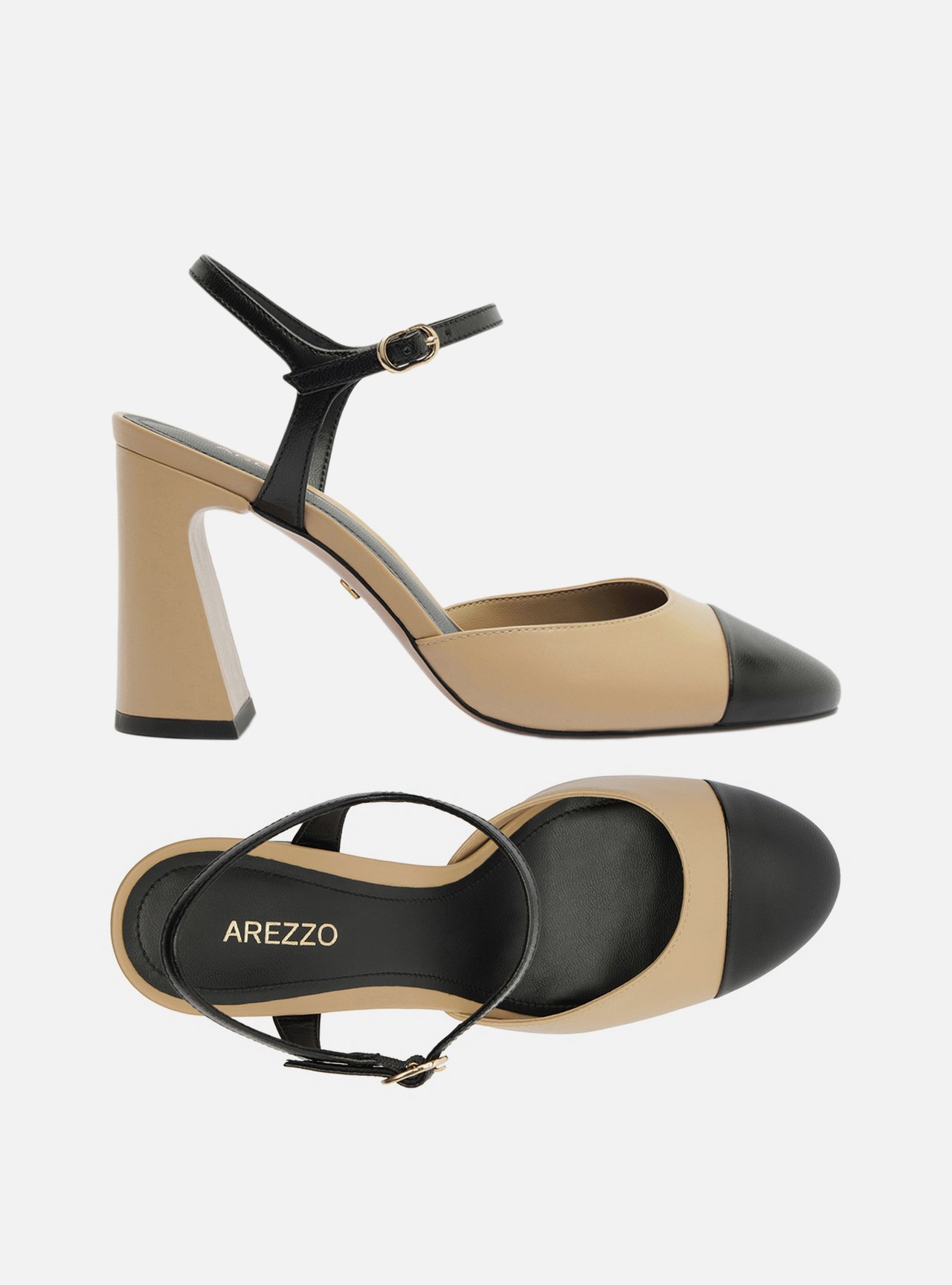 Scarpin Multineutro Couro Salto Bloco Fivela Slingback — foto 5