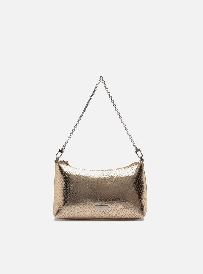Bolsa Shoulder Preta Couro Média Snake Corrente
