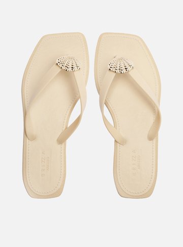 Chinelo de Dedo Off White Recouro Square Concha