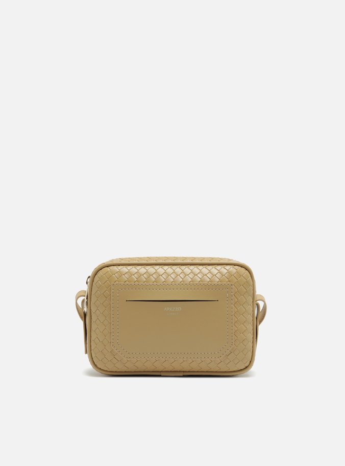Bolsa Tiracolo Bege Tressê Pequena Bolso Frontal