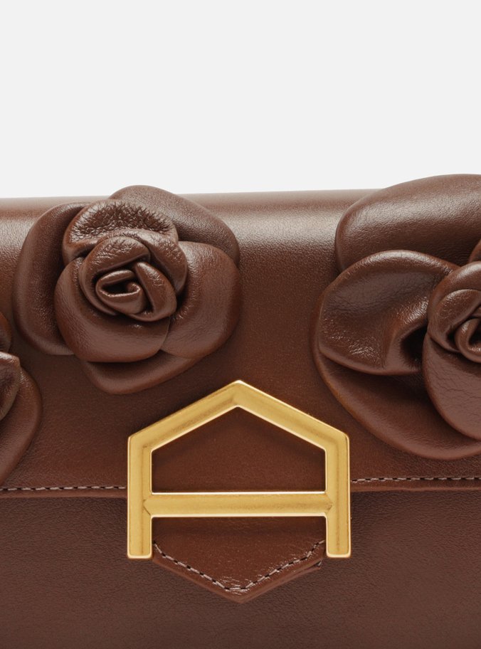 Bolsa Tiracolo Marrom Couro A001 Média Flores