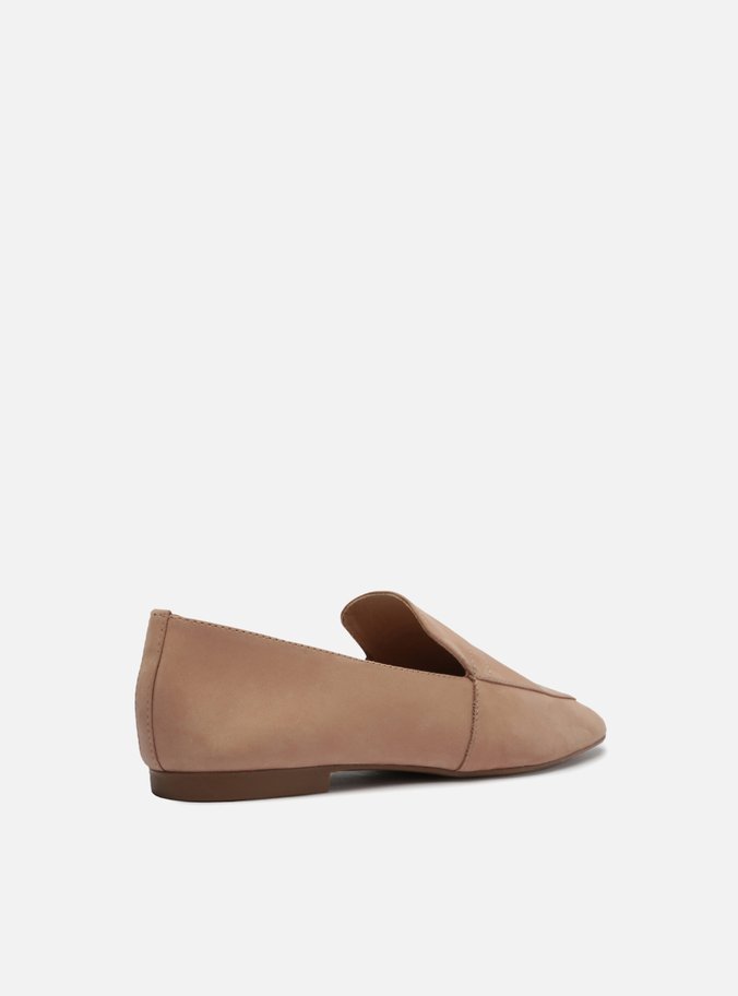 Mocassim Bege Nobuck Bico Quadrado Minimal