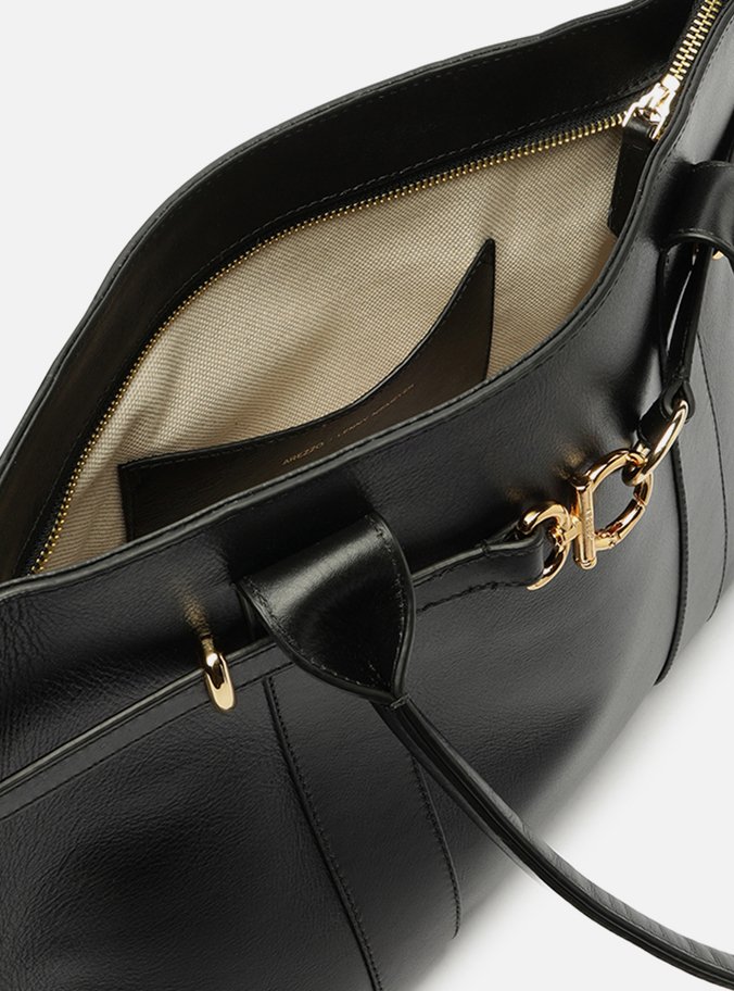 Bolsa Shopping Preta Couro Grande Selaria Lenny