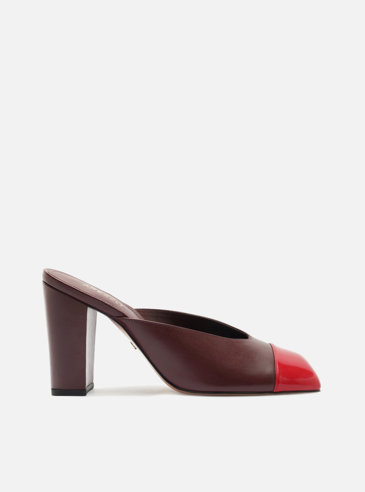 Mule Bordô Salto Bloco Cap Toe Vermelho — foto 2