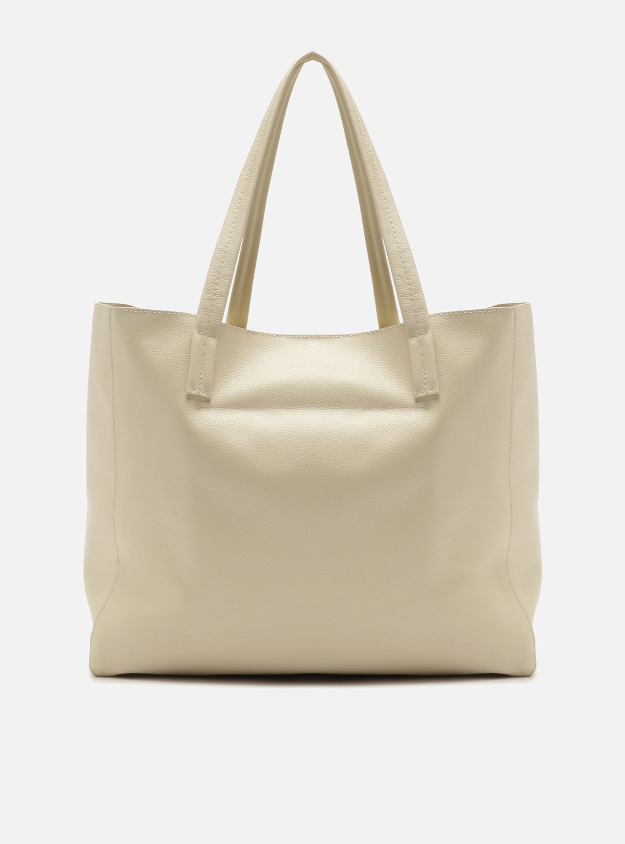 Bolsa Shopping Branca Grande Couro — foto 3