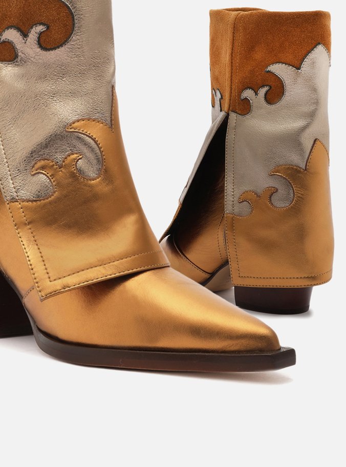 Bota Dourada Couro Cano Médio Capa Western Georgia