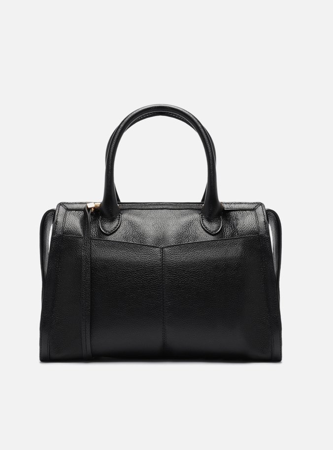 Bolsa Tote Preta Couro Grande Medalha