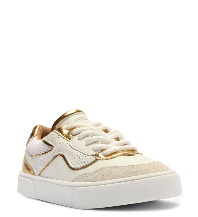 Tênis Infantil Branco Dourado Flatform Bambini