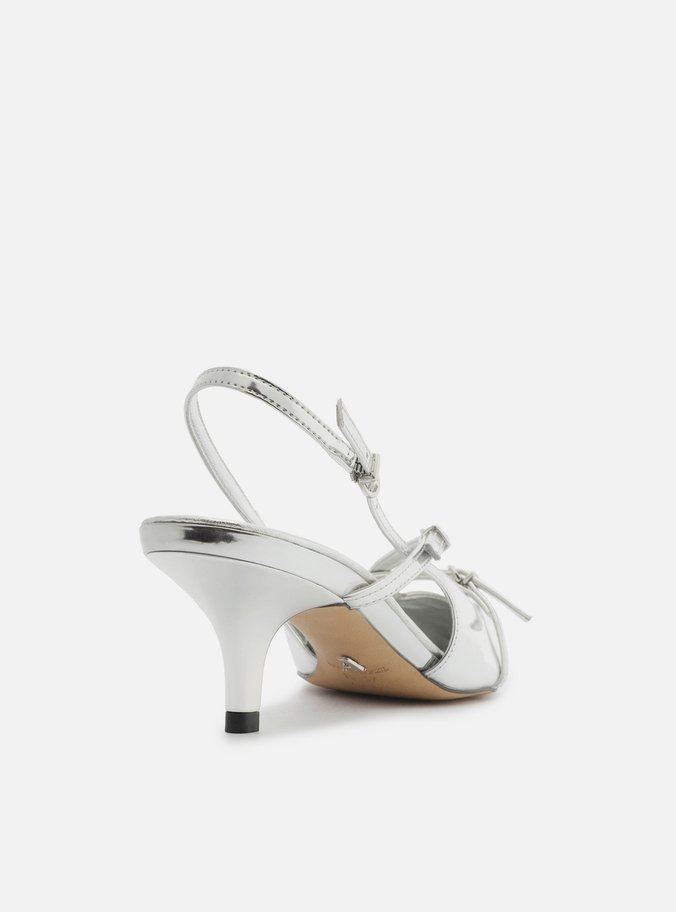 Scarpin Prata Salto Médio Slingback Amélia